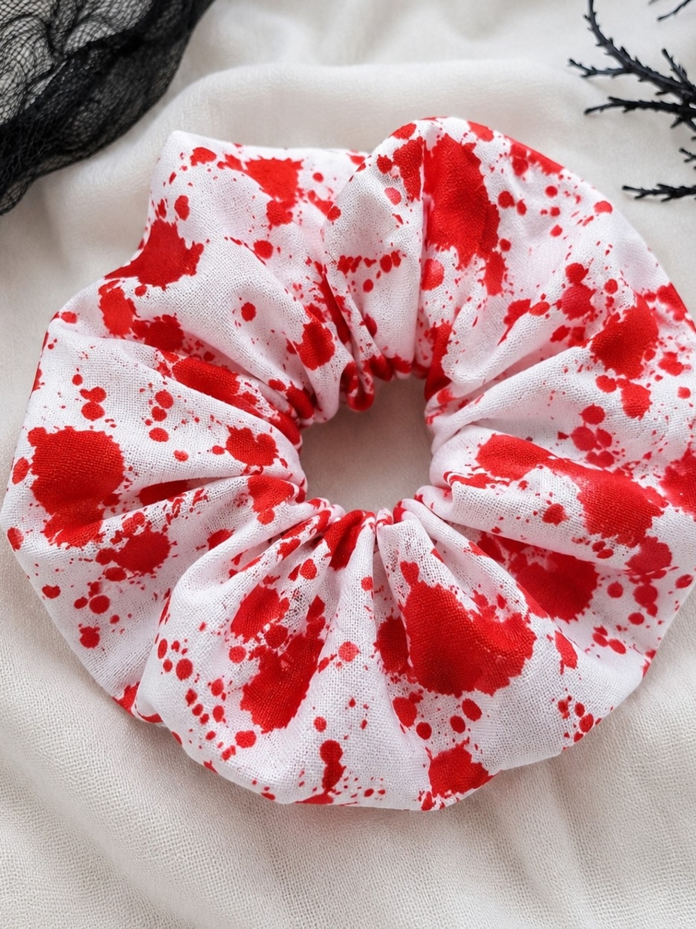 Halloween Blood Splatter Pattern Large Hair Scrunchie New